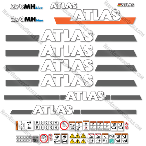 Atlas 270MH Decal Kit Excavator -Custom Blue- Aftermarket Kit atlas, decal kit, decals  