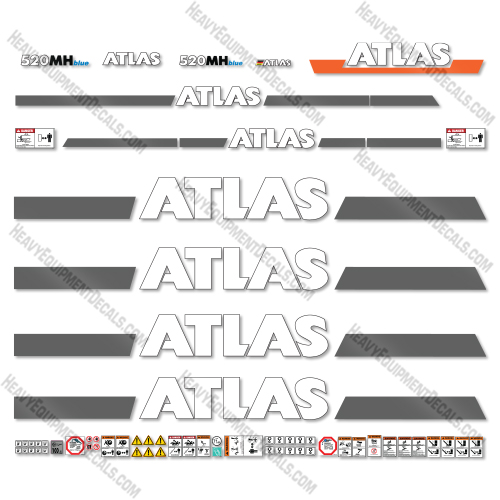 Atlas 520MH Decal Kit Excavator -Custom Blue- Aftermarket Kit  atlas, decal kit, decals  