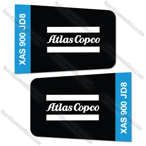 Atlas Copco XAS900 JD8 Decal Kit Rotary Screw Mobile Air Compressor- Aftermarket Kit  atlas, copco, atlas copco, decal kit, decals  