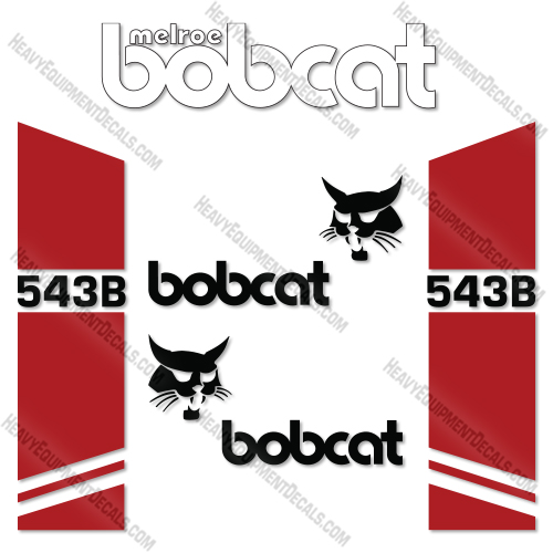 Bobcat 543B Decal Kit Skid Steer Loader -Custom Red- Aftermarket Kit 