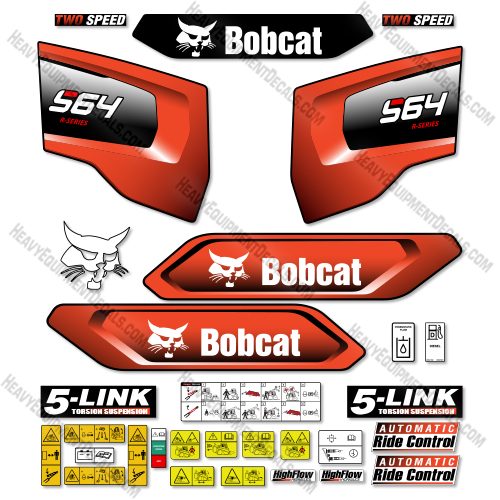 Bobcat S64 Decal Kit Skid Steer - Aftermarket Kit 64, decal kit, s-64, s64