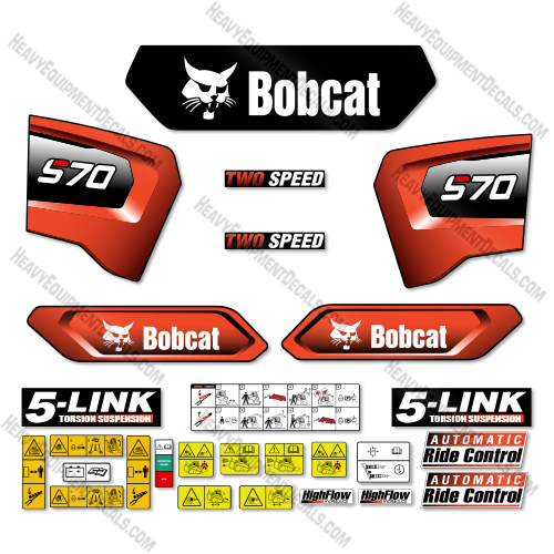 Bobcat S70 Skid Steer Decal Kit - Aftermarket Kit 70, decal kit, s-70, s70