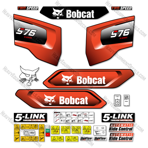 Bobcat S76 Decal Kit Skid Steer - Aftermarket Kit 76, decal kit, s76