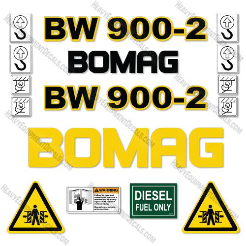 Bomag BW900-2 Decal Kit Smooth Drum Roller- Aftermarket Kit  decal kit