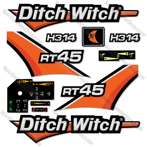 Ditch Witch RT-45 Decal Kit Trencher - 2019- New Style- Afternmarket Kit 45, decal kit, ditch-witch, ditchwitch, trencher