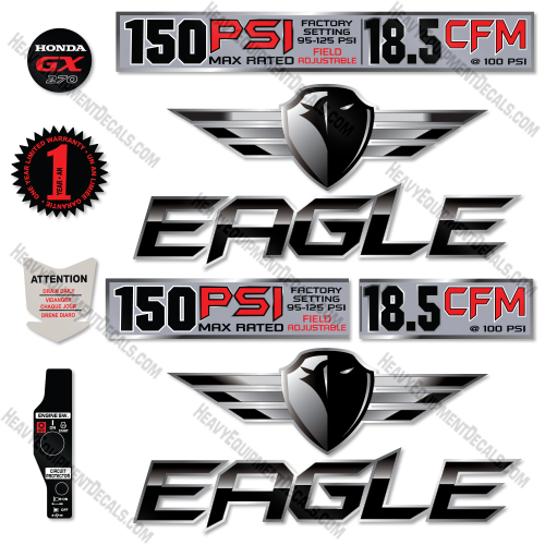 Eagle 150PSI TT90G Decal Kit Air Compressor - Aftermarket Kit  decal kit, deere, john deere