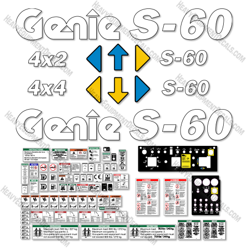 Genie S60 (SN: 6830-09153)  Decal Kit Boom Lift - Aftermarket Kit 