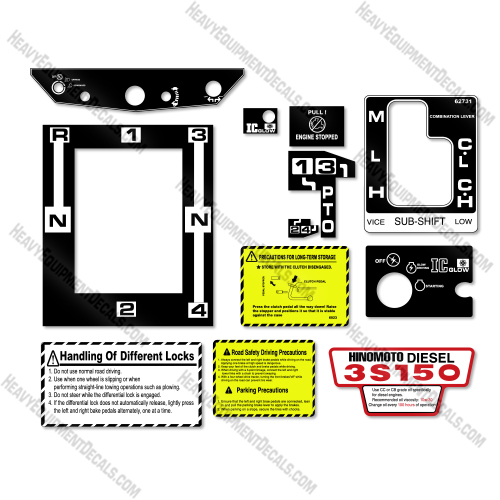 Hinomoto E2804 Control Decals Decal Kit Tractor - Aftermarket Kit   decal kit