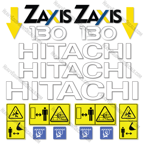 Hitachi ZX130-1 Decal Kit Crawler Excavator - Aftermarket Kit 