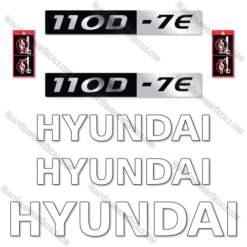Hyundai 110D-7E Decal Kit Forklift - Aftermarket Kit 