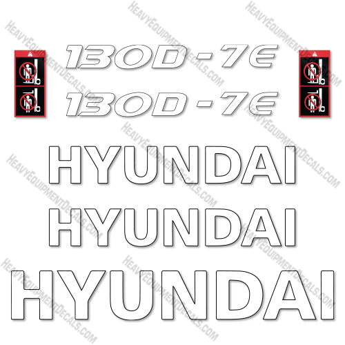 Hyundai 130D-7E Decal Kit Forklift - Aftermarket Kit 