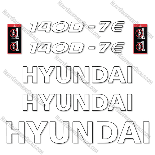 Hyundai 140D-7E Decal Kit Forklift - Aftermarket Kit  