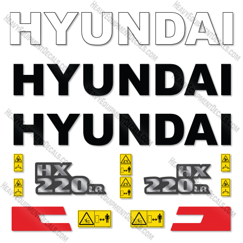 Hyundai HX20LR Decal Kit Crawler Excavator - Aftermarket Kit  decal kit