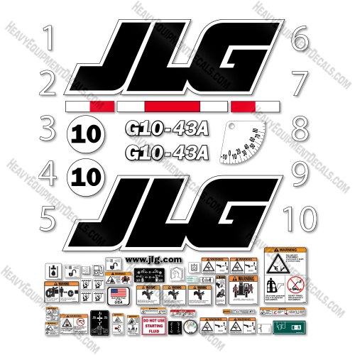 JLG G10-43A Decal Kit Telehandler - Aftermarket Kit 