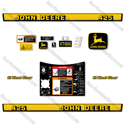 John Deere 425 New Style Decal Kit Lawn Tractor- Aftermarket Kit  decal kit, deere, john deere