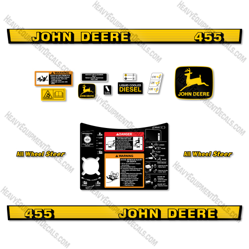 John Deere 455 New Style Decal Kit Lawn Tractor- Aftermarket Kit   decal kit, deere, john deere