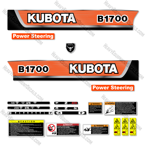 Kubota B1700 Decal Kit Compact Utility Tractor - Aftermarket Kit 