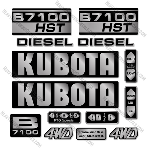 Kubota B7100 HST Decal Kit Tractor- Aftermarket Kit 