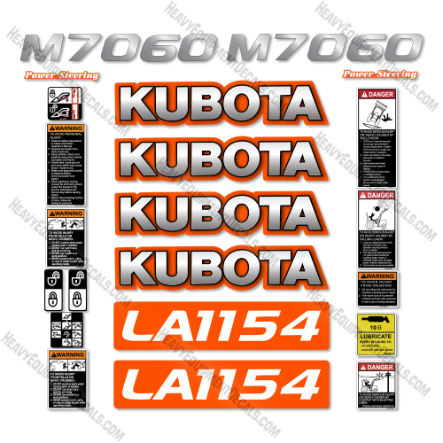 Kubota LA1154 + M7060 Package Decal Kit Tractor - Aftermarket Kit 