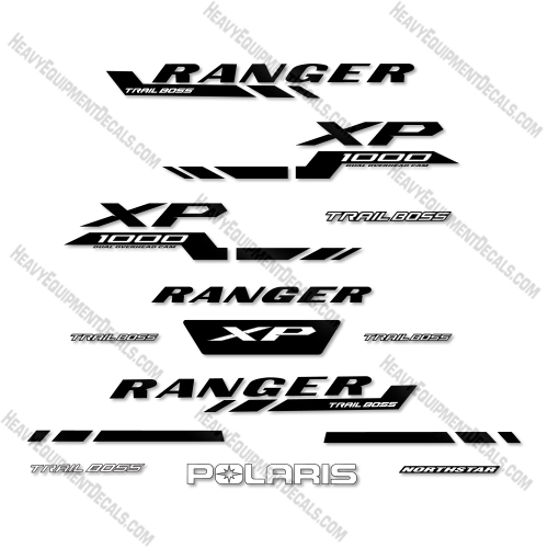 Polaris Ranger 1000 XP Trail Boss Decal Kit UTV -Black- 2025- Aftermarket Kit  decal kit, polaris ranger, 