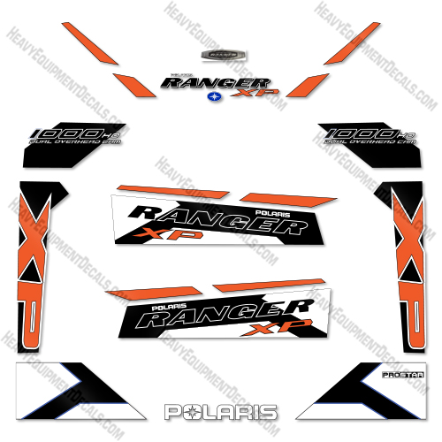 Polaris Ranger 1000HO XP White Lightning Decal Kit UTV -Orange- Aftermarket Kit 