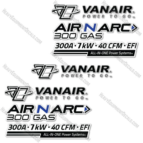 Vanair AIR N ARC 300G Decal Kit All-In-One Mobile Power Systems - Aftermarket Kit 