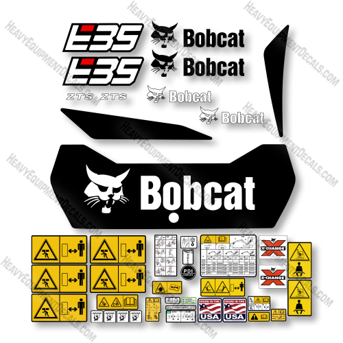 Bobcat E35 Custom Blacked Out Decal Kit Mini Excavator - Aftermarket Kit 