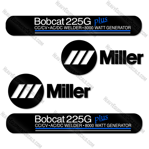 Bobcat Miller 225G Plus Decal Kit Welder -Custom Black- Aftermarket Kit 