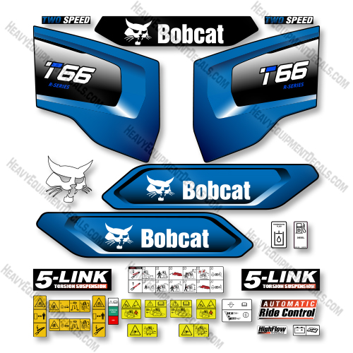 Bobcat T66 Decal Kit Track Loader - Custom Blue- Aftermarket Kit 66, decal kit, t66