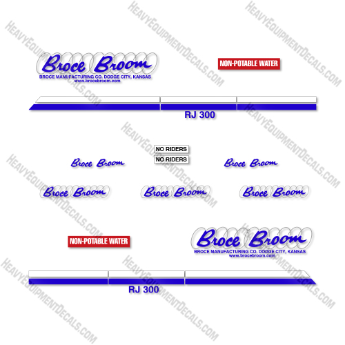 Broce Broom RJ300 Decal Kit  Sweeper - Aftermarket Kit 350, cr350, decal kit