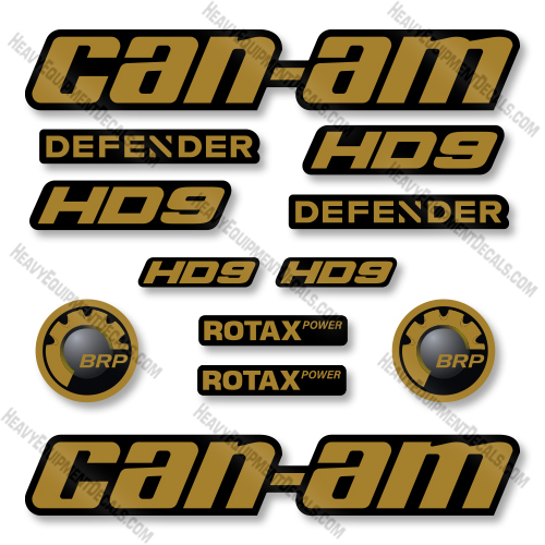 Can-Am Defender HD9 Decal Kit UTV - Gold & Black - Aftermarket Kit 