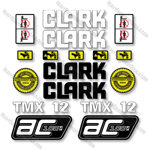 Clark TMX12 Decal Kit Forklift - Aftermarket Kit decal kit, clark, decals 