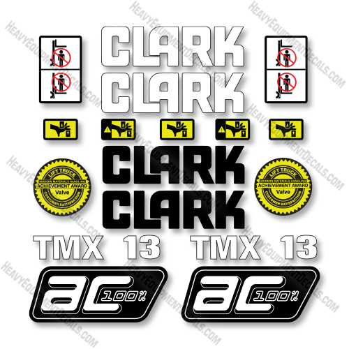 Clark TMX13 Decal Kit Forklift - Aftermarket Kit  decal kit, clark, decals 