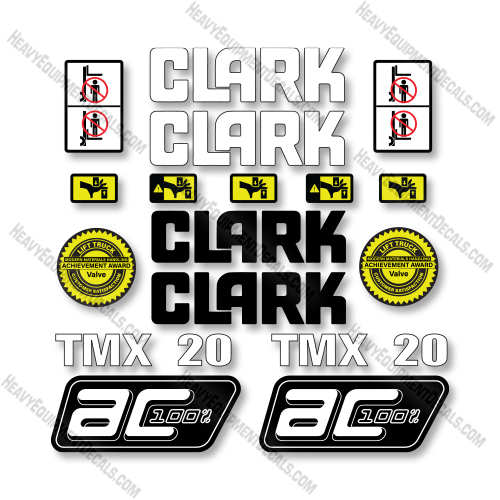 Clark TMX20 Decal Kit Forklift - Aftermarket Kit    decal kit, clark, decals 