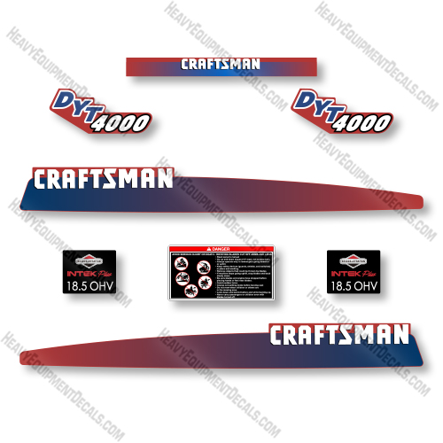 Craftsman DYT4000 Decal Kit Tractor - Aftermarket Kit  decal kit, craftsman,  decals