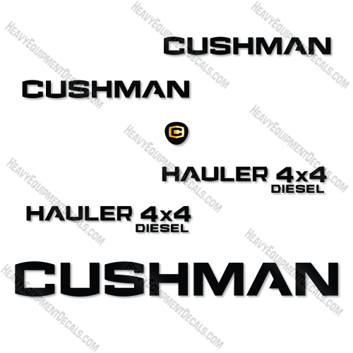 Cushman 4x4 Diesel 2017 Decal Kit Hauler - Custom Black - Aftermarket Kit cushman, decals , decal kit, 2017, 4x4, custom black