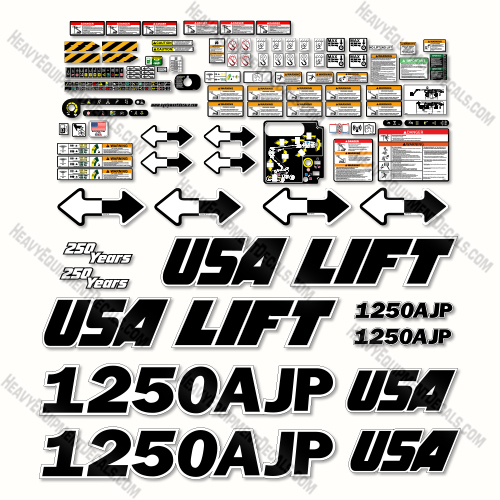 Custom USA Decal Upgrade Fits JLG 1250AJP Decal Kit Boom Lift - Aftermarket Kit 1250, 1250-ajp, 1250ajp, decal kit, ultra boom, ultraboom, ultraboomultra-boom