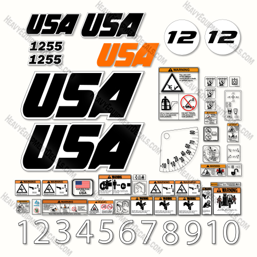 Custom USA Decal Upgrade Fits JLG 1255 Decal Kit Telehandler- Aftermarket Kit decal kit