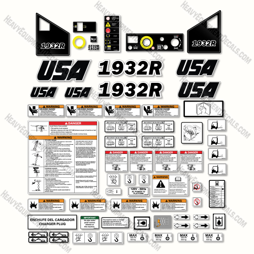 Custom USA Decal Upgrade Fits JLG 1932R  Decal Kit Scissor Lift Aftermarket Kit 1932, 1932-r, 1932r, decal kit