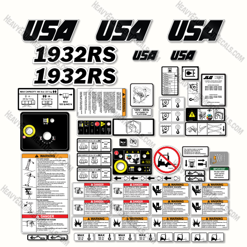 Custom USA Decal Upgrade Fits JLG 1932RS  Decal Kit Scissor Lift Aftermarket Kit 1932, 1932-rs, 1932rs, decal kit