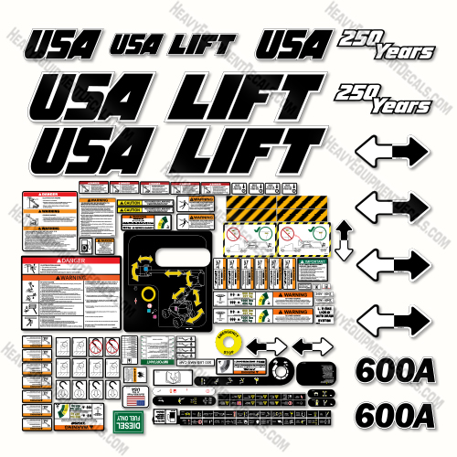 Custom USA Decal Upgrade Fits JLG 600A Decal Kit Boom Lift - Aftermarket Kit 600, 600a, decal kit, power, sky, skypower