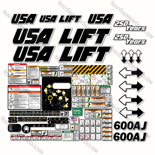 Custom USA Decal Upgrade Fits JLG 600AJ Decal Kit Boom Lift - Aftermarket Kit 600, 600aj, decal kit, power, sky, skypower
