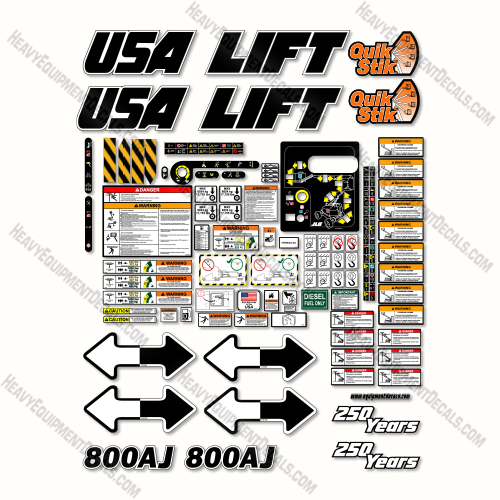 Custom USA Decal Upgrade Fits JLG 800AJ Decal Kit Boom Lift - Aftermarket Kit 800, 800 a, 800 aj, 800a, 800aj, decal kit, power, sky, skypower