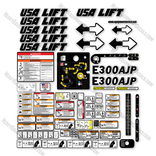 Custom USA Upgrade Fits JLG E300AJP Decal Kit Electric Boom Lift - Aftermarket Kit 300, 300ajp, e300, e300ajp