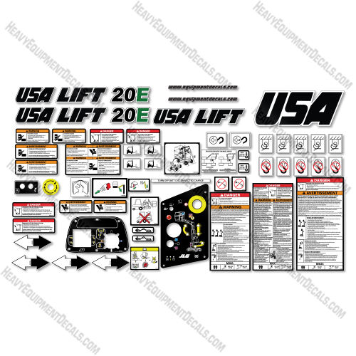 Custom USA Decal Upgrade Fits JLG 20E Toucan Boom Lift - Aftermarket Kit 20, 20e, decal kit