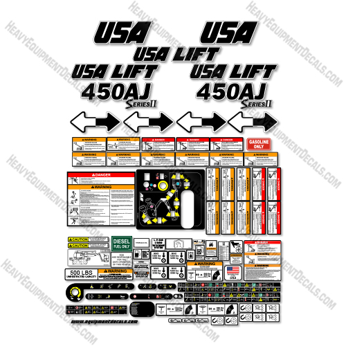 Custom USA Decal Upgrade For JLG 450AJ SERIES II) Boom Lift - Aftermarket Kit  450, 450aj, decal kit, power, series 2, sky, skypower