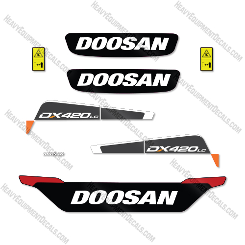 Doosan DX420LC-5 Decal Kit Crawler Excavator - Aftermarket Kit  decal kit, decals ,doosan, pallet jack