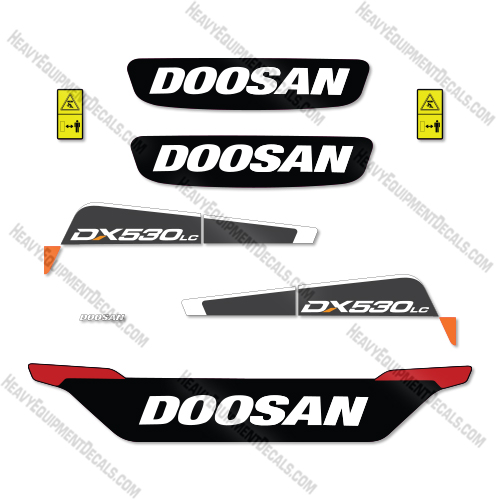 Doosan DX530LC-5 Decal Kit  Excavator - Aftermarket Kit   decal kit, decals ,doosan,