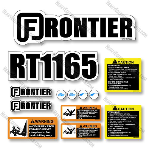 Frontier RT1165 Decal Kit Rotary Tiller -Aftermarket Kit decal kit
