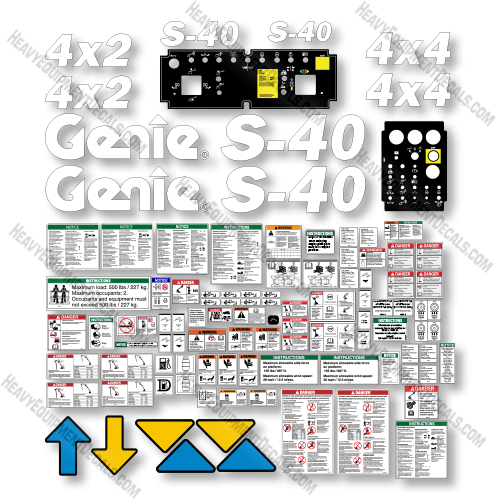 Genie S40 Decal Kit Boom Lift - (SN: S4003-7001 to S4015-21540) - Aftermarket Kit 